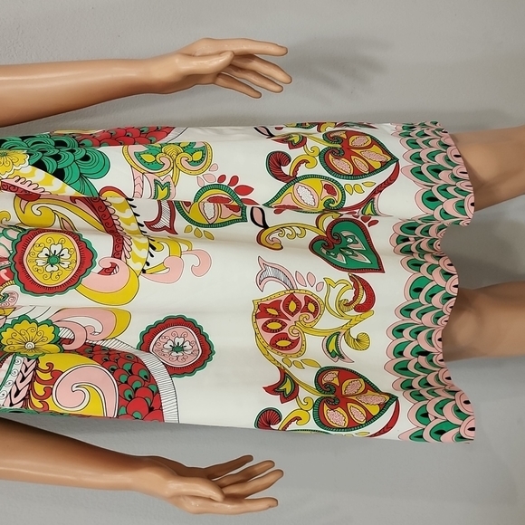 Nicole Miller Shift Dress Size 14 Multicolor Paisley Floral  Beaded Sleeveless - Picture 4 of 10